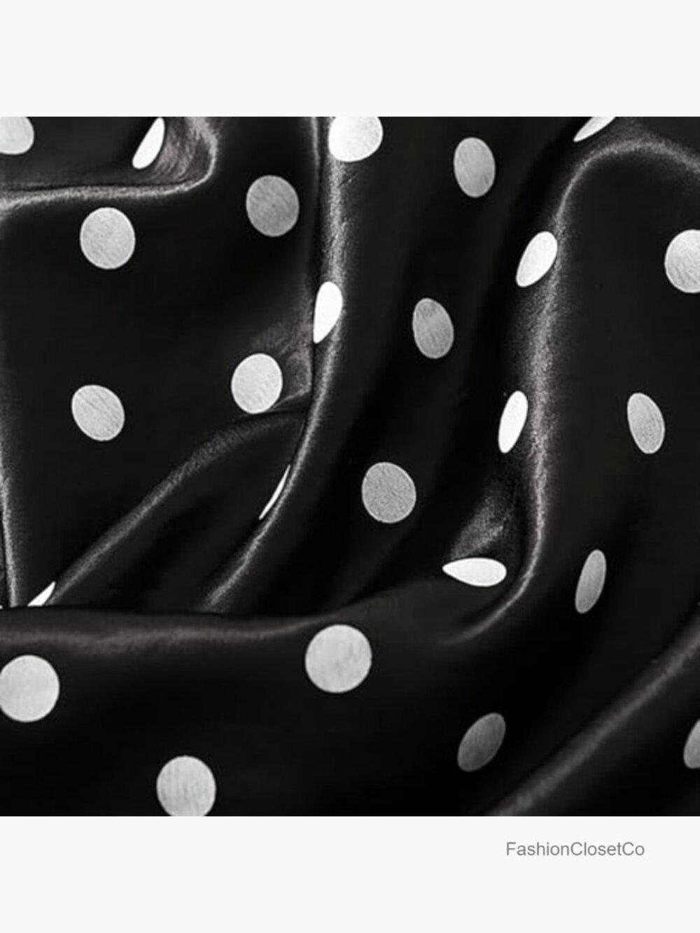Elegant Polka Dot Satin Maxi Skirt Elastic Waist - Picture 4 of 5